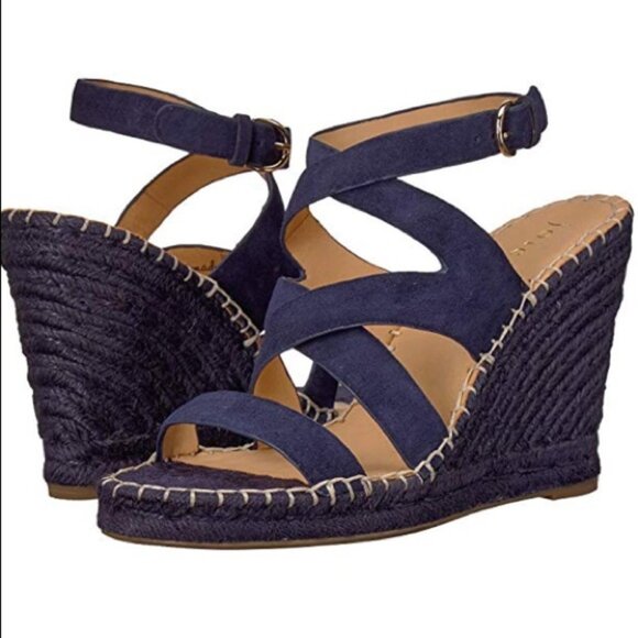 8/9.5 Joie Navy Suede Wedges - Picture 1 of 8